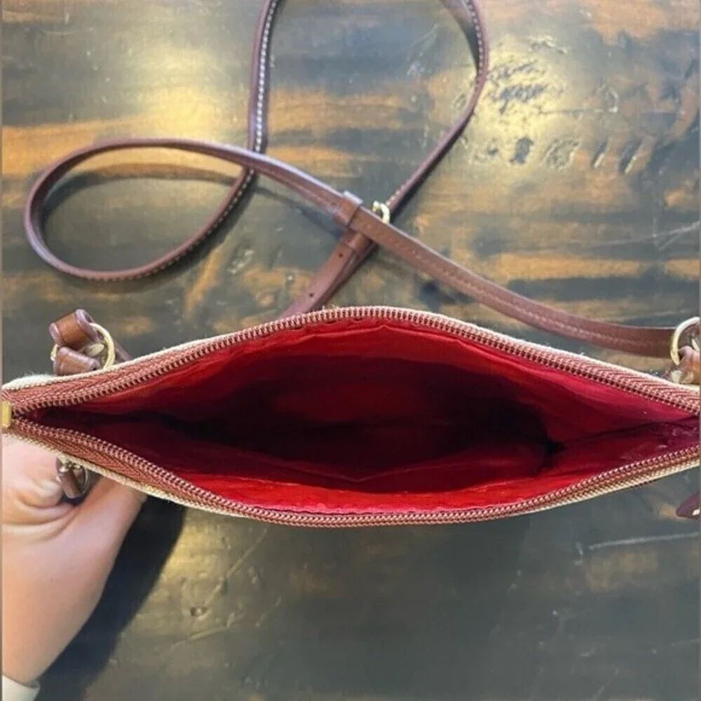Disney Dooney & Bourke Brown Tonal Mickey Mouse Triple Zip Crossbody Purse